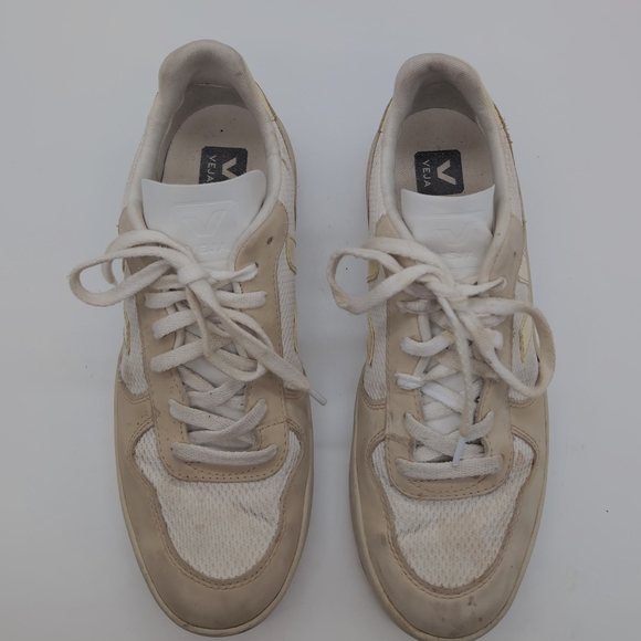 Veja Sz 9 V-10 J-MESH JUTE WHITE Off-White Sneakers - Picture 3 of 9